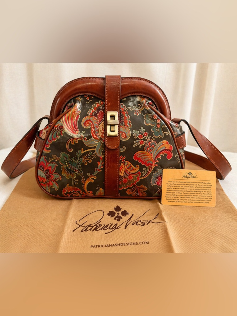Patricia Nash Rosora Vintage Italian Floral Leather RARE Collector Bag NEW - Picture 15 of 16
